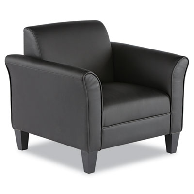 Reception Lounge Series Club Chair, Black/Black Leather