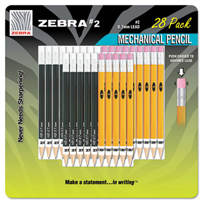 #2 Mechanical Pencil, 14 Yellow/14 Black, 28/Pack