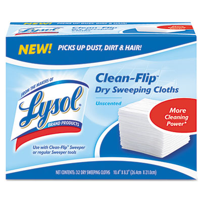 Lysol Clean-Flip Dry Sweeping Cloths, 10 2/5 x 8 3/10, 32/Pack