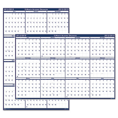 Poster Style Reversible/Erasable Yearly Academic Calendar, 18 x
