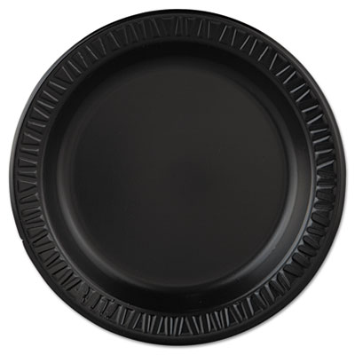 Plastic Dinnerware, Plate, 9" dia, Black, 125/Pack, 4 Packs/Cart