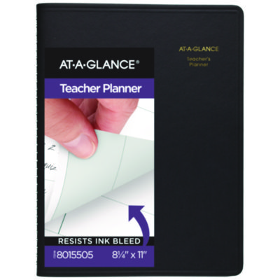 At-A-Glance Undated Teacher's Planner Weekly Nine Classes Black 8015505