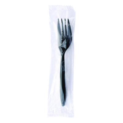 Mediumweight Wrapped Polypropylene Cutlery Fork Black 1000/Carton BWKFORKBLPPIW