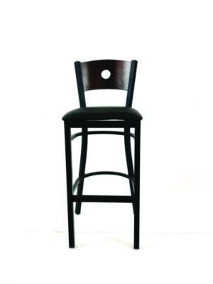JMC Furniture Circle Series Barstool Circle Series Barstool, Supports Up to 300 lb, 28.5" Seat Height, Black Seat, Dark Walnut Back, Black Base