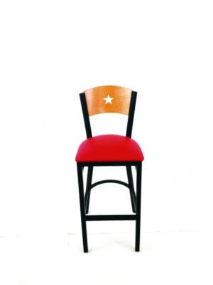 JMC Furniture Liberty Series Barstool Liberty Series Barstool, Supports Up to 300 lb, 28.5" Seat Height, Red Seat, Natural Back, Black Base