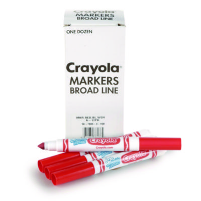 Crayola+Broad+Line+Washable+Markers+Broad+Bullet+Tip+Red+12%2fBox+587800038