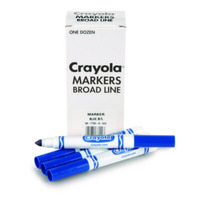 Crayola+Broad+Line+Washable+Markers+Broad+Bullet+Tip+Blue+12%2fBox+587800042