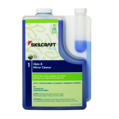 AbilityOne® 7930017149190, SKILCRAFT ECO Glass and Mirror Cleaner Concentrate, 2 L Bottle, 4/Pack