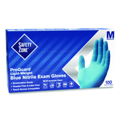ProGuard Nitrile Gloves Powder-Free 3 mil Blue Medium 1000/Carton GNPRMD1A