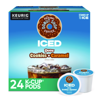 The Original Donut Shop ICED Duos Cookies + Caramel Coffee K-Cup Pods 24 Count