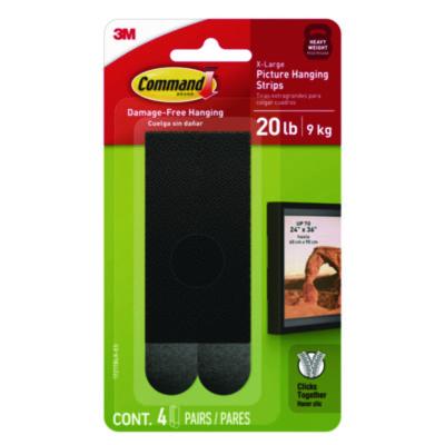 Command 20 lb Black Picture Hanging Strips 17217BLK-ES, 4 Pairs