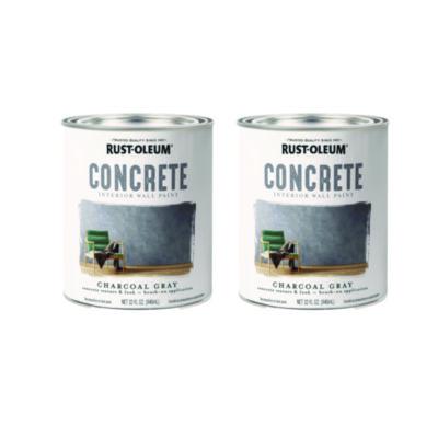 Rust-Oleum® Concrete Interior Wall Paint, Flat Charcoal Gray, Quart Can, 2/Carton