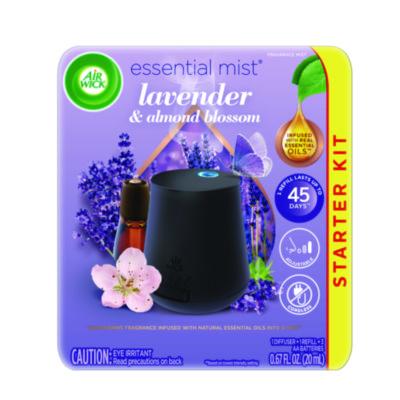Air Wick® Essential Mist Starter Kit, Lavender and Almond Blossom, 0.67 oz Bottle