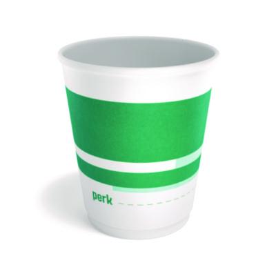 Perk™ Insulated Paper Hot Cups Insulated Paper Cup, 10 oz, White/Teal, 40/Pack