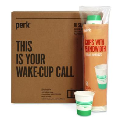 Perk™ Paper Hot Cups Paper Hot Cups, 10 oz, White/Teal, 500/Carton