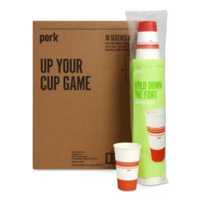 Perk™ Paper Hot Cups Paper Hot Cups, 16 oz, White/Orange, 500/Carton