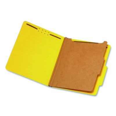Pendaflex® Reinforced Pressboard Classification Folders, 2/5-Cut Tab, Expands 1.75", 1 Divider, 4 Fasteners, Letter Size, Yellow, 10/Box