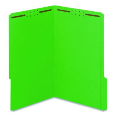 Pendaflex® Colored Top Tab Fastener Folders, 1/3-Cut Tab: Assorted, 2 Fasteners, Legal Size, Green, 50/Box