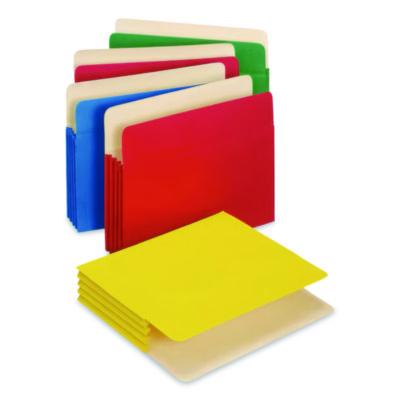 Pendaflex® Heavy Duty Reinforced File Pocket, 3.5" Expansion, Letter Size, Randomly Assorted Colors, 5/Box