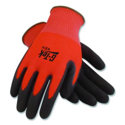G-Tek® KEV Hi-Vis Seamless Knit Kevlar Gloves, EN388: 4X31, Medium, Red/Black, Pair