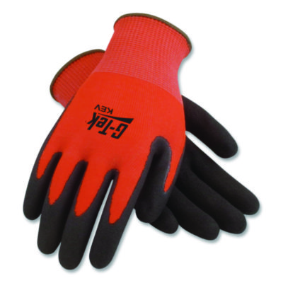 KEV+Hi-Vis+Seamless+Knit+Kevlar+Gloves+X-Large+Red%2fBlack+09K1630XL