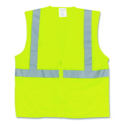 PIP+ANSI+Class+2+Two-Pocket+Zipper+Mesh+Safety+Vest+Large+Lime+3020702ZLYL