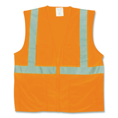 PIP+2+Two-Pocket+Zipper+Mesh+Safety+Vest+Large+Orange+3020702ZORL