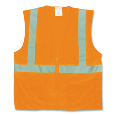 PIP+ANSI+Class+2+Two-Pocket+Zipper+Mesh+Safety+Vest+Polyester+X-Large+Orange