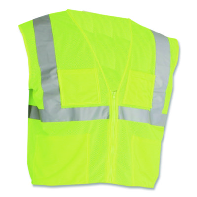 PIP+Four+Pocket+Zipper+Safety+Vest+Mesh+X-Large+Lime+Yellow+302MVGZ4PLYXL