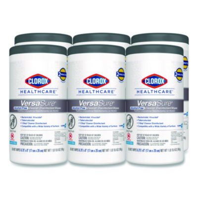 Clorox+VersaSure+Cleaner+Disinfectant+Wipes+1-Ply+6.75x8+White+6+Canisters+31757