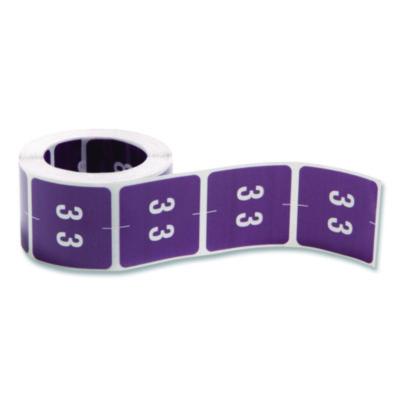 Smead Numerical End Tab File Folder Labels Numerical End Tab File Folder Labels, 3, 1.5 x 1.5, Purple, 250/Roll
