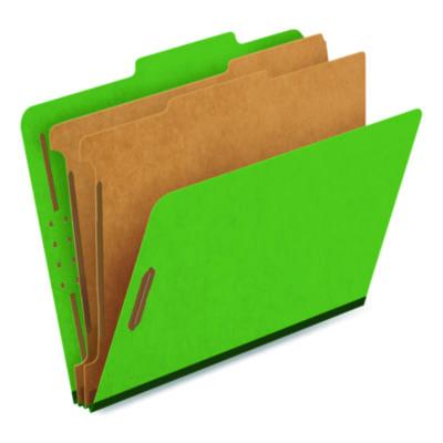 Pendaflex® Pressboard Top Tab Classification Folders, 2/5-Cut Tab, Expands 2.5", 2 Dividers, 6 Fasteners, Letter Size, Dark Green, 10/BX