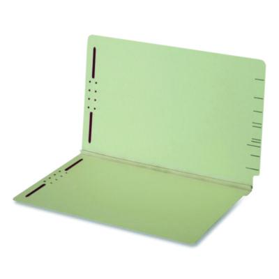 Pendaflex® Colored Pressboard End Tab Fastener Folders, Straight Tab, Expands 2", 2 Fasteners, Legal Size, Light Green, 25/Box