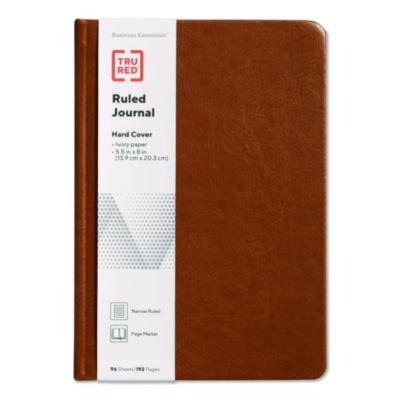 TRU RED™ Hardcover Business Journal Hardcover Business Journal with Elastic Closure, 1-Subject, Narrow Rule, Cognac Cover, (96) 8 x 5.5 Sheets