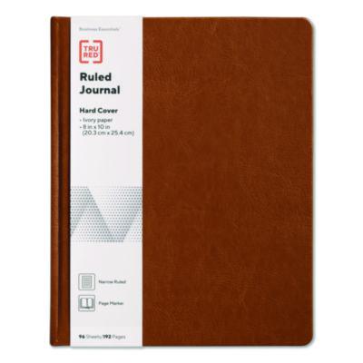 TRU RED™ Hardcover Business Journal Hardcover Business Journal with Elastic Closure, 1-Subject, Narrow Rule, Cognac Cover, (96) 10 x 8 Sheets