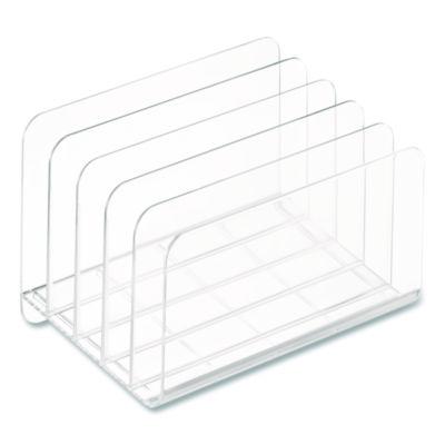 TRU RED™ 5-Compartment Plastic Incline Sorter 5-Compartment Plastic Incline Sorter, 8.5 x 11 Size, 6.26 x 9.49 x 6.5, Clear