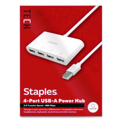 Staples TECH USB 2.0 Hubs USB 2.0 Hubs, 4-Port, White