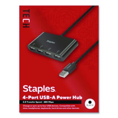 Staples TECH USB 2.0 Hubs USB 2.0 Hubs, 4-Port, Black
