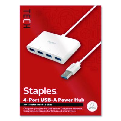 Staples TECH USB 3.0 Hubs USB 3.0 Hubs, 4-Port, White