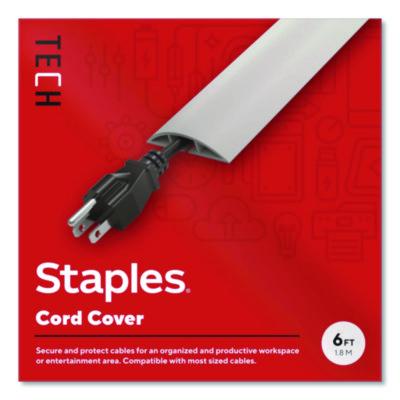 Staples TECH Cord Cover Cord Cover, 6 ft Long, Gray