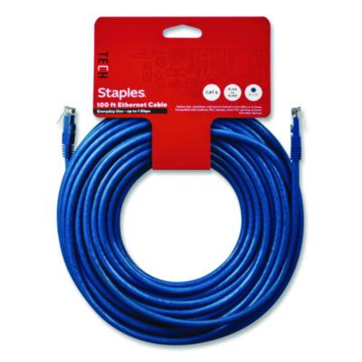 Staples TECH CAT6 Ethernet Cable CAT6 Ethernet Cable, 100 ft, Blue