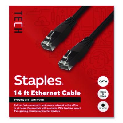 Staples TECH CAT6 Ethernet Cable CAT6 Ethernet Cable, 14 ft, Black