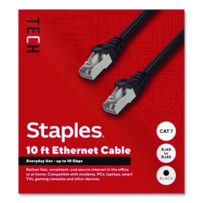 Staples TECH CAT7 Ethernet Cable CAT7 Ethernet Cable, 10 ft, Black