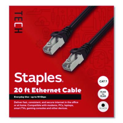 Staples TECH CAT7 Ethernet Cable CAT7 Ethernet Cable, 20 ft, Black