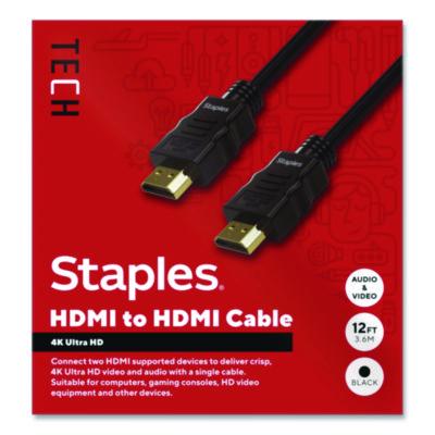 Staples TECH HDMI to HDMI Audio/Video Cable HDMI to HDMI Audio/Video Cable, 12 ft, Black