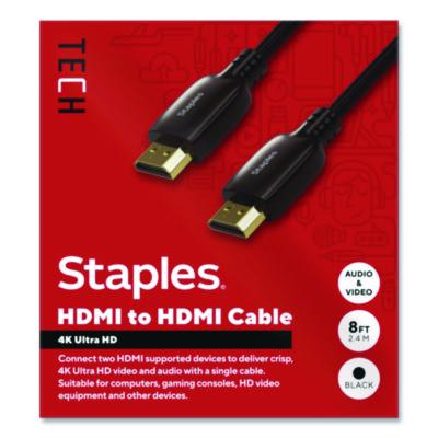 Staples TECH HDMI to HDMI Audio/Video Cable HDMI to HDMI Audio/Video Cable, 8 ft, Black