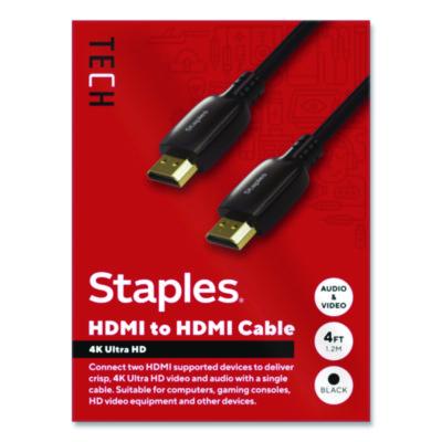 Staples TECH HDMI to HDMI Audio/Video Cable HDMI to HDMI Audio/Video Cable, 4 ft, Black