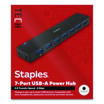 Staples TECH USB 3.0 Hubs USB 3.0 Hubs, 7-Port, Black