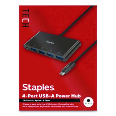 Staples TECH USB 3.0 Hubs USB 3.0 Hubs, 4-Port, Black