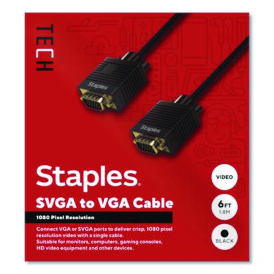 Staples TECH SVGA to VGA Cable SVGA to VGA Cable, 6 ft, Black